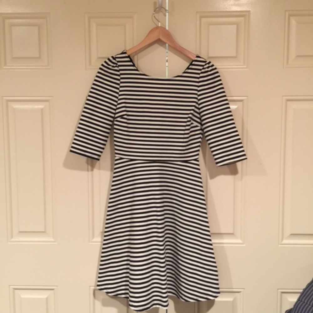 Black & White Striped A-Line Dress